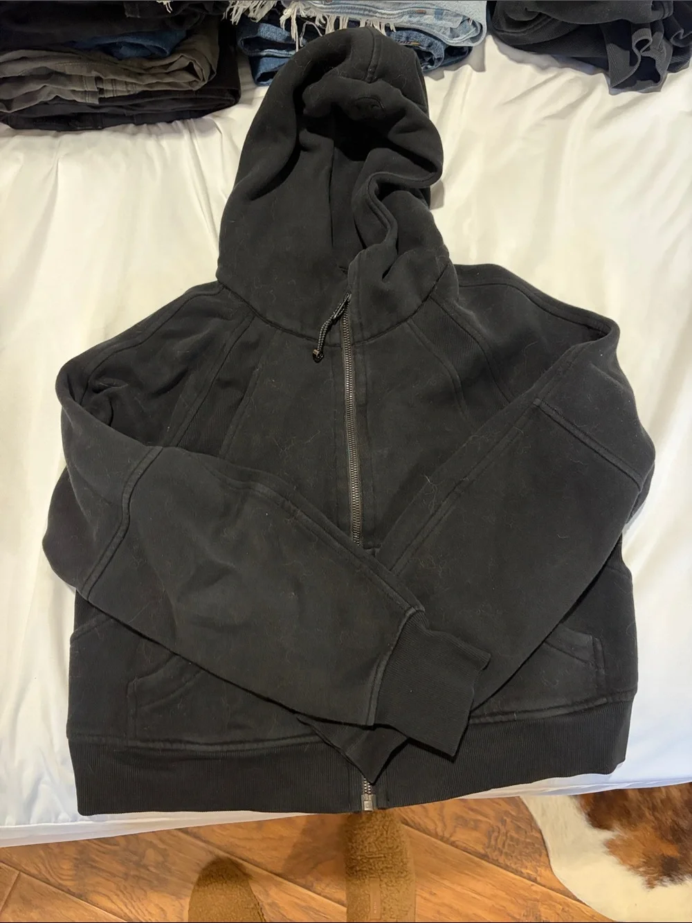 lululemon athletica Black Scuba Cropped Full-Zip Hoodie